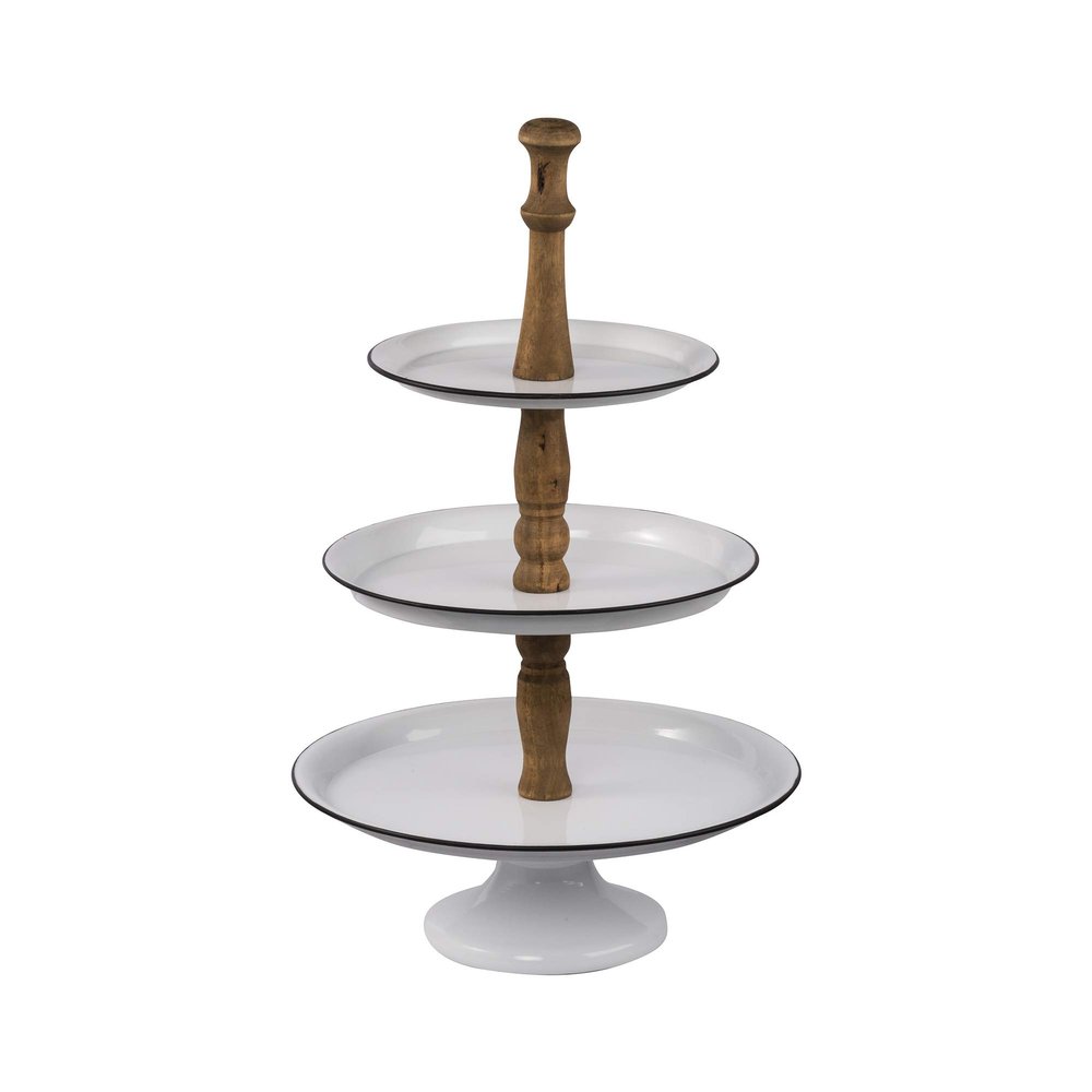 A&B Home Metal 3 Tier High Tea White Decoration Metal Catering Party Tray Display Stand for Kitchen Dining Room D 14" x 23.5"