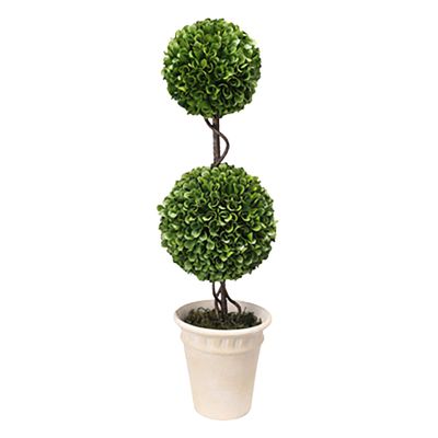 A&B Home 22" Boxwood Double Sphere Topiary Home Plant Potted in Pulp Planter Indoor Outdoor