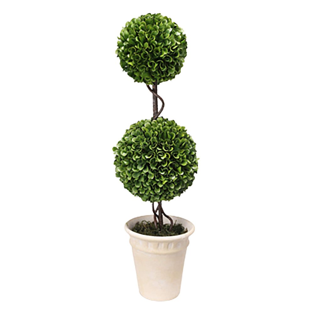 A&B Home 22" Boxwood Double Sphere Topiary Home Plant Potted in Pulp Planter Indoor Outdoor