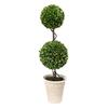 A&B Home 22" Boxwood Double Sphere Topiary Home Plant Potted in Pulp Planter Indoor Outdoor view 1