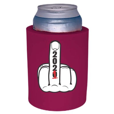2021 Middle Finger Thick Foam Can Coolie (Fuchsia, 2 Pack)