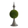 A&B Home Boxwood Ball Topiary with Metal Finial Stand 17 Inch Indoor Outdoor House Decoration view 1