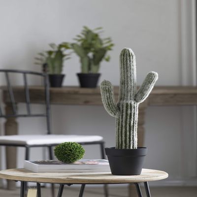 A&B Home 24" Artificial Saguaro Cactus in Plastic Planter Pot Indoor Outdoor House Decoration