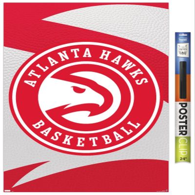 Trends International NBA Atlanta Hawks - Logo 20 Wall Poster, 34L x 22.4W, Premium Poster & Clip Bundle