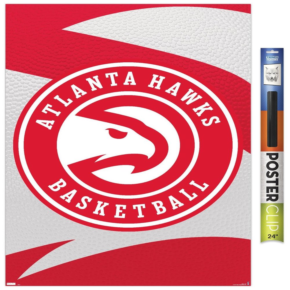 Trends International NBA Atlanta Hawks - Logo 20 Wall Poster, 34L x 22.4W, Premium Poster & Clip Bundle