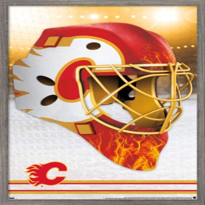 Trends International NHL Calgary Flames - Mask 20 Wall Poster, 34L x 22.4W, Barnwood Framed Version