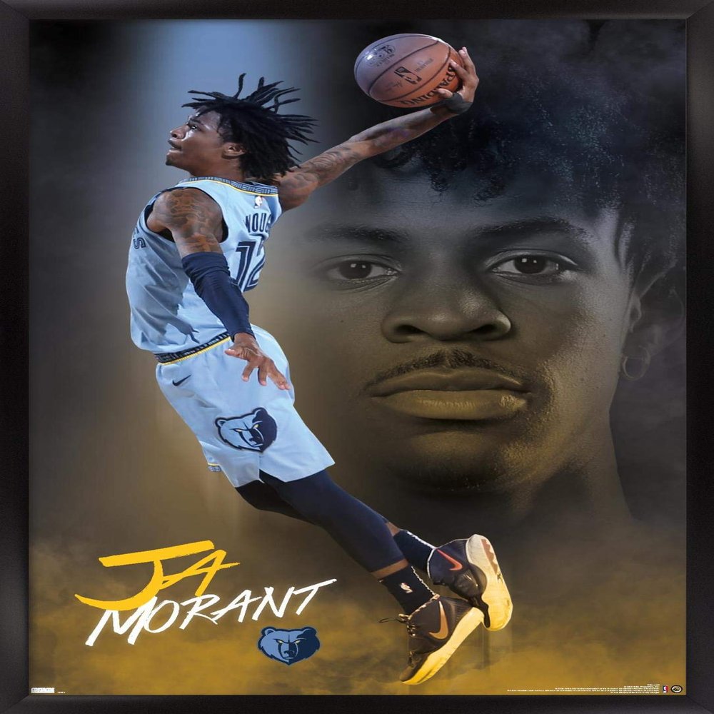 NBA Memphis Grizzlies - Ja Morant 20 Wall Poster, 34L" x 22.4W", Black Framed Version