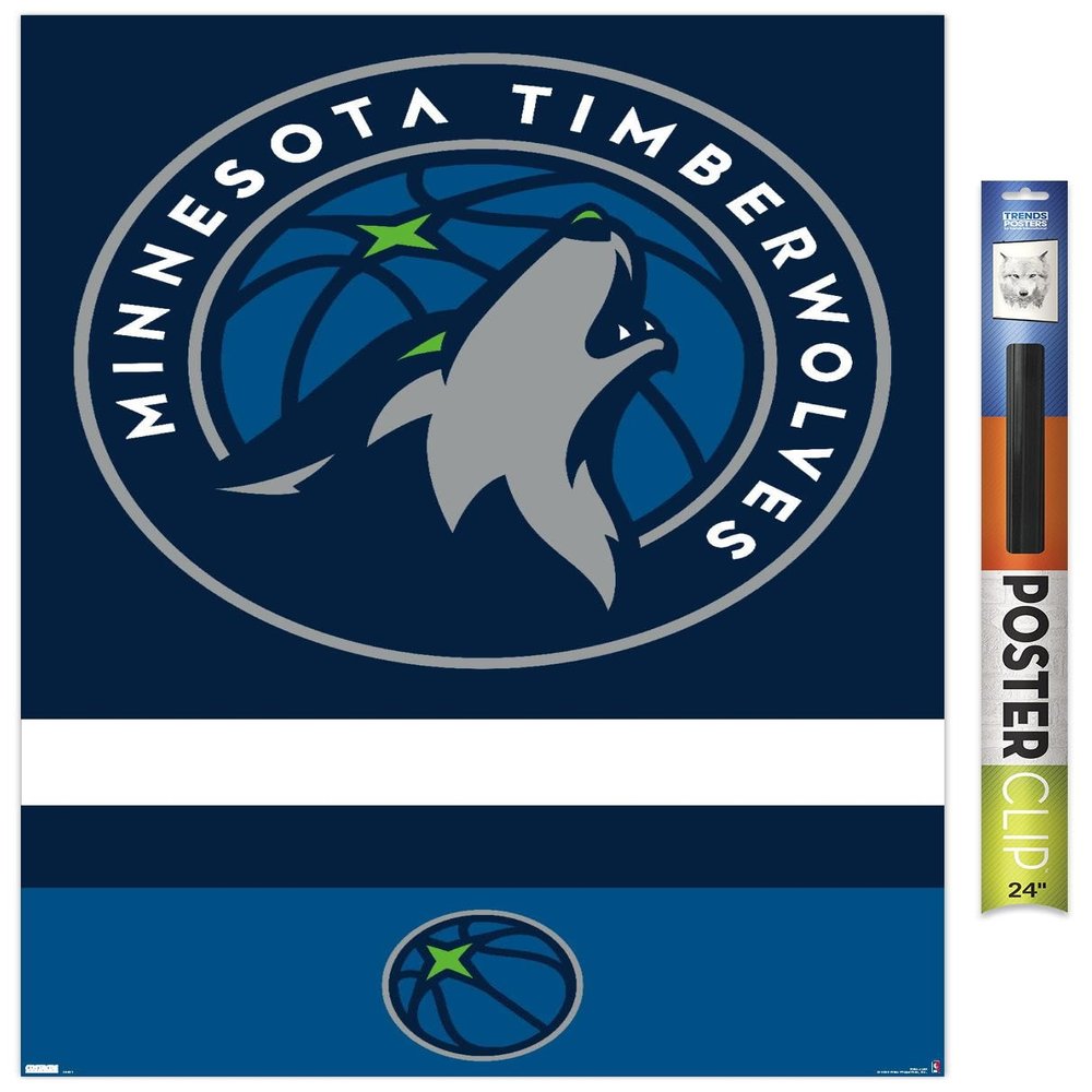 Trends International NBA Minnesota Timberwolves - Logo 20 Wall Poster, 34L x 22.4W, Premium Poster & Clip Bundle
