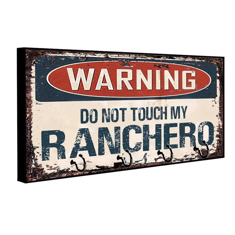 Brotherhood Compatible with Warning Do Not Touch My Ranchero Rusty Grunge Old Antique Design Key Hanger Organizer Wall Mount Rack for Holders The Home Keys Ring Decorative Hangers Decor Hook Holder