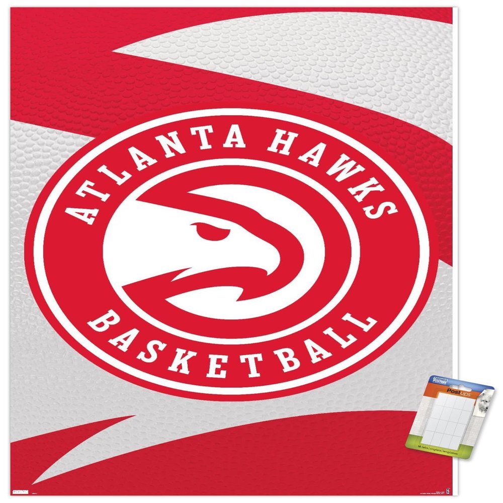 Trends International NBA Atlanta Hawks - Logo 20 Wall Poster, 34L x 22.4W, Premium Poster & Mount Bundle