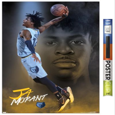 NBA Memphis Grizzlies - Ja Morant 20 Wall Poster, 34L" x 22.4W", Premium Poster & Clip Bundle