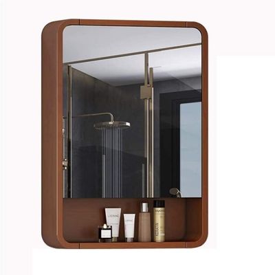 JUCK Wall Mounted Vanity Mirror Cabinet Bathroom Medicine Cabinet Wall Mirror with Locker Kitchen Wall Cabinet Cosmetic Rack (Color : Wood, Size : 501475cm)