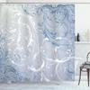 Ambesonne Floral Shower Curtain, Baroque Swirl Branches Curved Flower Leaves Shabby Form Nature Pattern, Cloth Fabric Bathroom Decor Set with Hooks, 69" W x 84" L, Petrol Blue view 1