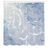 Ambesonne Floral Shower Curtain, Baroque Swirl Branches Curved Flower Leaves Shabby Form Nature Pattern, Cloth Fabric Bathroom Decor Set with Hooks, 69" W x 84" L, Petrol Blue view 2