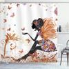 Ambesonne Fantasy Shower Curtain, Spring Butterfly Girl Wings Floral Dress Surreal Garden Print, Cloth Fabric Decorative Set with Hooks for Bathroom Dorm Home Essentials, 69" W x 70" L, Pale Cinnamon view 1
