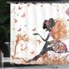 Ambesonne Fantasy Shower Curtain, Spring Butterfly Girl Wings Floral Dress Surreal Garden Print, Cloth Fabric Decorative Set with Hooks for Bathroom Dorm Home Essentials, 69" W x 70" L, Pale Cinnamon view 3