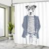 Ambesonne Quirky Shower Curtain, Hipster Jack Russell Dog Glasses Hand Drawn Sketchy Fashion Animal Fun, Cloth Fabric Bathroom Decor Set with Hooks, 69" W x 70" L, Blue Grey view 4