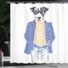 Ambesonne Quirky Shower Curtain, Hipster Jack Russell Dog Glasses Hand Drawn Sketchy Fashion Animal Fun, Cloth Fabric Bathroom Decor Set with Hooks, 69" W x 75" L, Ceil Blue view 3