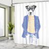 Ambesonne Quirky Shower Curtain, Hipster Jack Russell Dog Glasses Hand Drawn Sketchy Fashion Animal Fun, Cloth Fabric Bathroom Decor Set with Hooks, 69" W x 75" L, Ceil Blue view 4