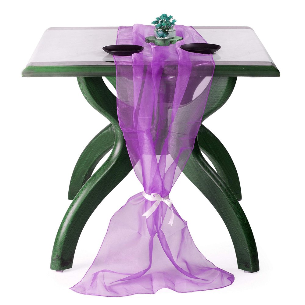 MDS Pack of 5 Wedding 27 x 170 inches Long Sheer Organza Table Runner for Wedding Banquets Decorations Birthday Parties, Engagements, Rustic Boho for 14 Ft Table Runners -Light Purple