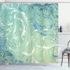 Ambesonne Floral Shower Curtain, Baroque Swirl Branches Curved Flower Leaves Shabby Form Nature Pattern, Cloth Fabric Bathroom Decor Set with Hooks, 69" W x 84" L, Fern Green view 1