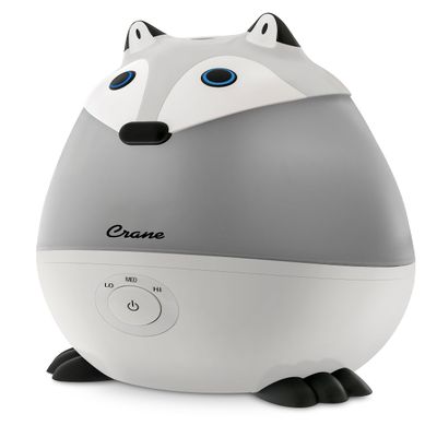 Crane Ultrasonic Cool Mist Animal Humidifier for Kids' Bedroom & Nursery, Adjustable 0.5 Gallon, Auto Shut-Off Silver Fox 0.5 Gallon Grey