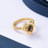 constantlife Cremation Rings Jewelry for Ashes Glass Heart Shape Urns Hand Ring Stainless Steel Human Pets Ashes Holder Keepsake (Golden, 9#) view 3
