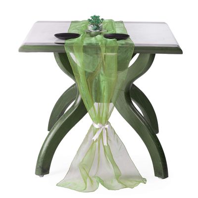 MDS Pack of 5 Wedding 27 x 170 inches Long Sheer Organza Table Runner for Wedding Banquets Decorations Birthday Parties, Engagements, Rustic Boho for 14 Ft Table Runners -Apple Green