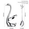 AnSaw Silver Small Coffee Spoon Holder Set,Swan Base With 10 Pcs Demitasse Espresso Spoons Set,4.7" Mini Leaf Dessert Spoon,Stainless Steel Tea Spoons view 2