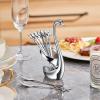 AnSaw Silver Small Coffee Spoon Holder Set,Swan Base With 10 Pcs Demitasse Espresso Spoons Set,4.7" Mini Leaf Dessert Spoon,Stainless Steel Tea Spoons view 3