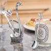 AnSaw Silver Small Coffee Spoon Holder Set,Swan Base With 10 Pcs Demitasse Espresso Spoons Set,4.7" Mini Leaf Dessert Spoon,Stainless Steel Tea Spoons view 4
