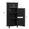 Tangkula Bathroom Floor Cabinet, Wooden Side Storage Organizer, Free-Standing Single Door Floor Storage Cabinet with Large Drawer & 2 Adjustable Shelves for Living Room Kitchen (Black) view 3