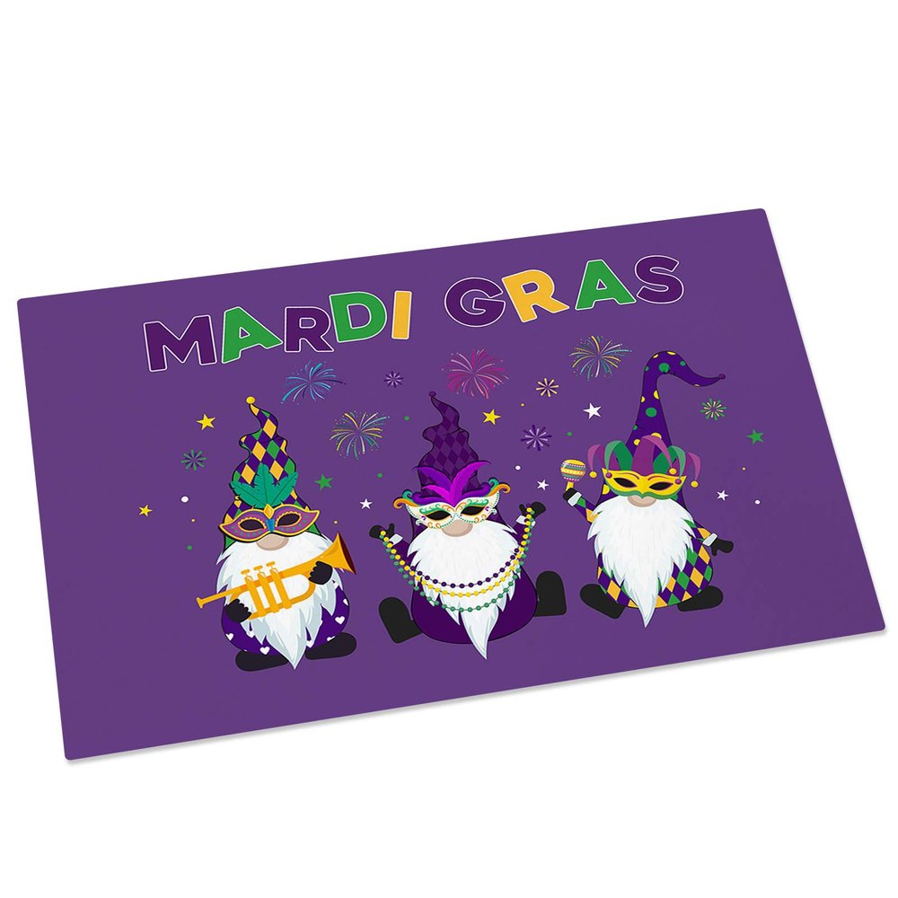 Z&L Home Purple Carnival Cute Gnomes Doormats, Indoor Absorbent Bath Rugs Decorative Entrance Door Mat Non Slip Welcome Carpet for Kitchen Bathroom Bedroom Living Room, Mardi Gras
