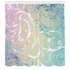 Ambesonne Floral Shower Curtain, Baroque Swirl Branches Curved Flower Leaves Shabby Form Nature Pattern, Cloth Fabric Bathroom Decor Set with Hooks, 69" W x 84" L, Seafoam White view 2