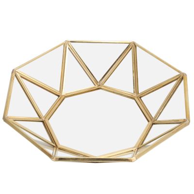 AUNMAS Mirror Decorative Glass Tray, Octagonal Tray Glass Storage Decorative Display Tray Sundries Dessert Plate Organizer