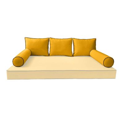DBM IMPORTS *Cover ONLY* Style3 Outdoor Bolster Back Pillow Covers Contrast Trim Queen-AD108