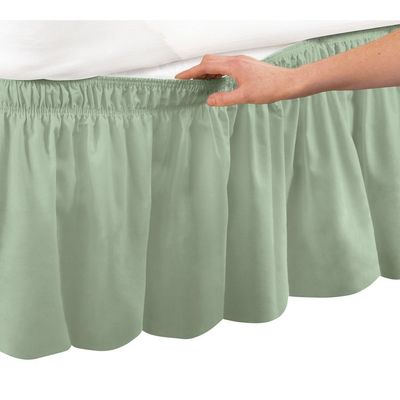 Amuze Bedding Easy Fit Elastic Wrap Around Ruffled Bed Skirt Recron 1000 Thread Count(Sage, Twin XL, Drop Length 24 Inches)