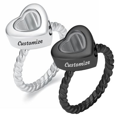 constantlife Cremation Rings Jewelry for Ashes Glass Heart Shape Urns Hand Ring Stainless Steel Human Pets Ashes Holder Keepsake (Customize, 9#)