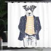 Ambesonne Quirky Shower Curtain, Hipster Jack Russell Dog Glasses Hand Drawn Sketchy Fashion Animal Fun, Cloth Fabric Bathroom Decor Set with Hooks, 69" W x 75" L, Marigold White view 3