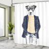 Ambesonne Quirky Shower Curtain, Hipster Jack Russell Dog Glasses Hand Drawn Sketchy Fashion Animal Fun, Cloth Fabric Bathroom Decor Set with Hooks, 69" W x 75" L, Marigold White view 4