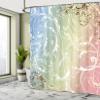 Ambesonne Floral Shower Curtain, Baroque Swirl Branches Curved Flower Leaves Shabby Form Nature Pattern, Cloth Fabric Bathroom Decor Set with Hooks, 69" W x 84" L, Pale Sky view 4