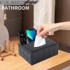PU Leather Rectangular Tissue Box Cover - Multifunctional Tissue Box Holder with Stationery Remote Control Box, Decorative Tissue Pen Remote Organizer for Home/Office/Restaurant view 2