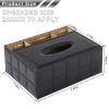 PU Leather Rectangular Tissue Box Cover - Multifunctional Tissue Box Holder with Stationery Remote Control Box, Decorative Tissue Pen Remote Organizer for Home/Office/Restaurant view 3