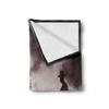 Ambesonne Eiffel Tower Soft Flannel Fleece Throw Blanket, Man on Retro Bicycle Next to Eiffel Tower Paris France Dramatic Sky Sun, Cozy Plush for Indoor and Outdoor Use, 60" x 80", Grey Red view 2