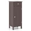 Tangkula Bathroom Floor Cabinet, Free-Standing Single Door Storage Cabinet with Drawer & 2 Adjustable Shelves, Wooden 14L Narrow Side Storage Organizer for Small Spaces, Living Room, Kitchen (Brown) view 1