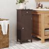 Tangkula Bathroom Floor Cabinet, Free-Standing Single Door Storage Cabinet with Drawer & 2 Adjustable Shelves, Wooden 14L Narrow Side Storage Organizer for Small Spaces, Living Room, Kitchen (Brown) view 2