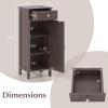 Tangkula Bathroom Floor Cabinet, Free-Standing Single Door Storage Cabinet with Drawer & 2 Adjustable Shelves, Wooden 14L Narrow Side Storage Organizer for Small Spaces, Living Room, Kitchen (Brown) view 3