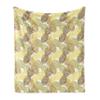 Ambesonne Pineapple Soft Flannel Fleece Throw Blanket, Summer Themed Overlapping Curving Exotic Tropical Pineapples with Lines Print, Cozy Plush for Indoor and Outdoor Use, 60" x 80", Brown Yellow view 1