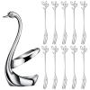AnSaw Elegant Swan Base Holder Set with 10 pcs Silver Leaf 4.7" Stainless Steel Mini Forks for Appetizer, Fruit, Dessert, Cake & Salad view 1