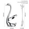 AnSaw Elegant Swan Base Holder Set with 10 pcs Silver Leaf 4.7" Stainless Steel Mini Forks for Appetizer, Fruit, Dessert, Cake & Salad view 2